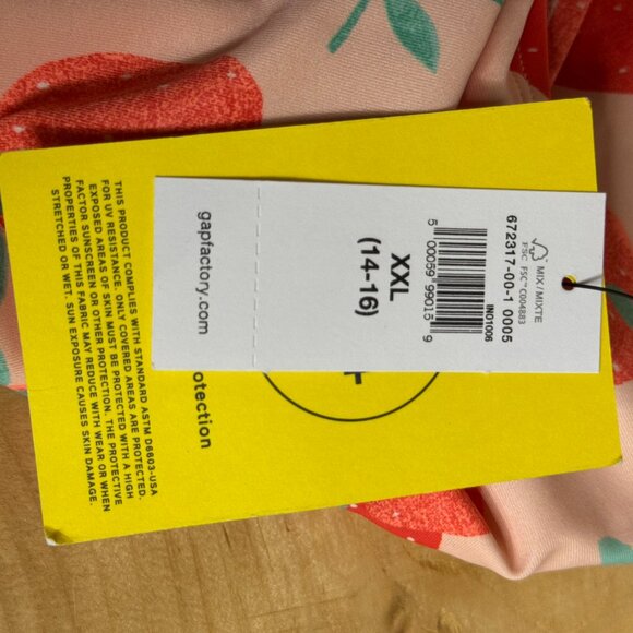 Gap Kids Strawberry One-Shoulder Swimsuit β Size XXL (14-16) - Picture 4 of 5